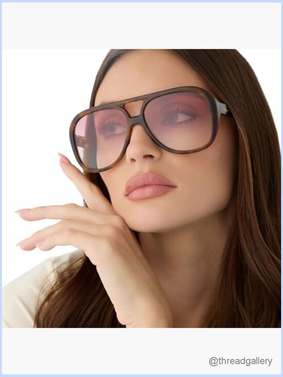 Oversized Navigator Sunglasses UV400 Protection Acetate Frame main image 2